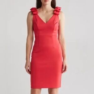 Eliza J Women’s Red Midi Dress with Bow Straps Size 8